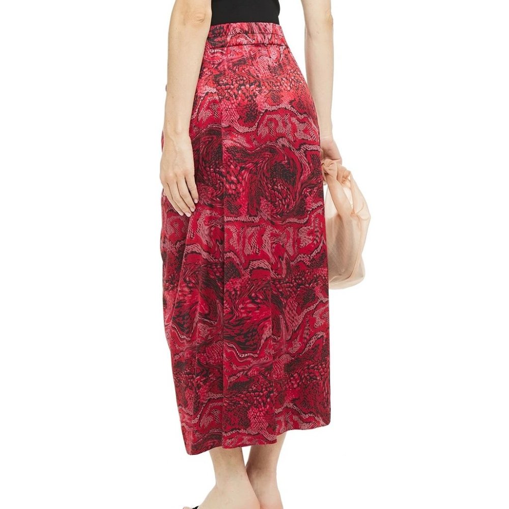 Tie-front printed stretch-silk satin midi skirt from Ganni - Picture 2 of 12